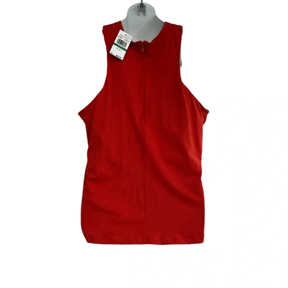 Michael Kors Crimson Halter Top with Gold Circle Detail Shirt Tunic Size Large